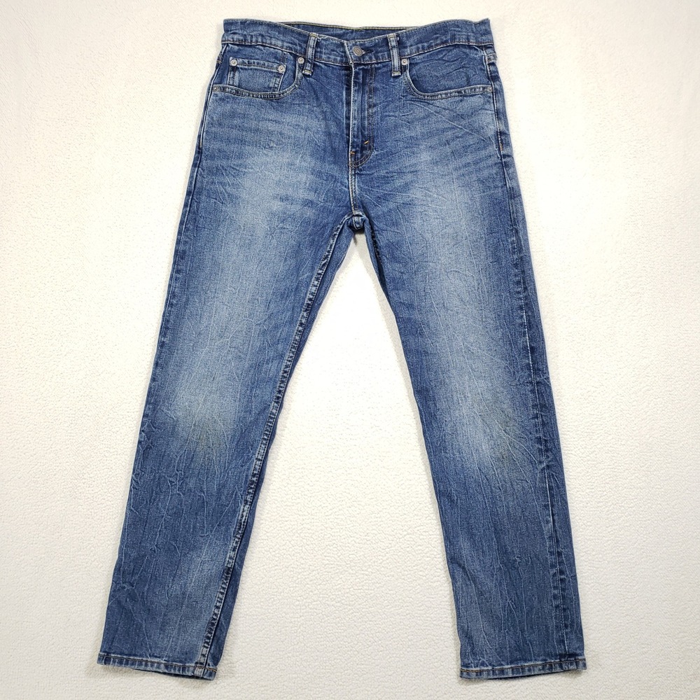 Levi's 502 Jeans Mens 32x30 Blue Regular Taper Medium Wash Lightning Fade Denim - Picture 2 of 14